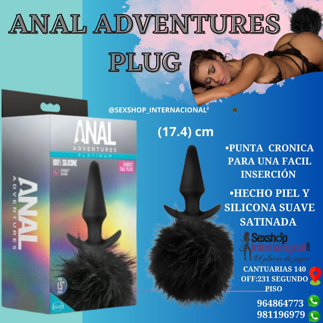 PLUG DILATADOR ANAL-DE SILICONA-COLA DE CONEJO-SEXSHOP MIRAFLORES 